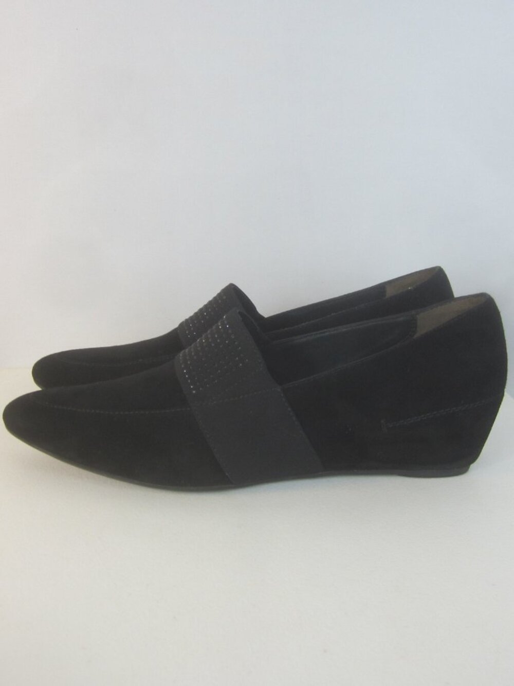 Paul Green Women 9.5 Black Suede Wedge Pumps Slip On Loafers Sparkle Austria - Picture 4 of 14